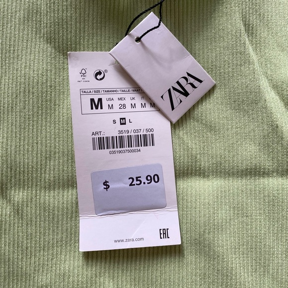 NWT Zara Ribbed Green Button Tank - Picture 4 of 4